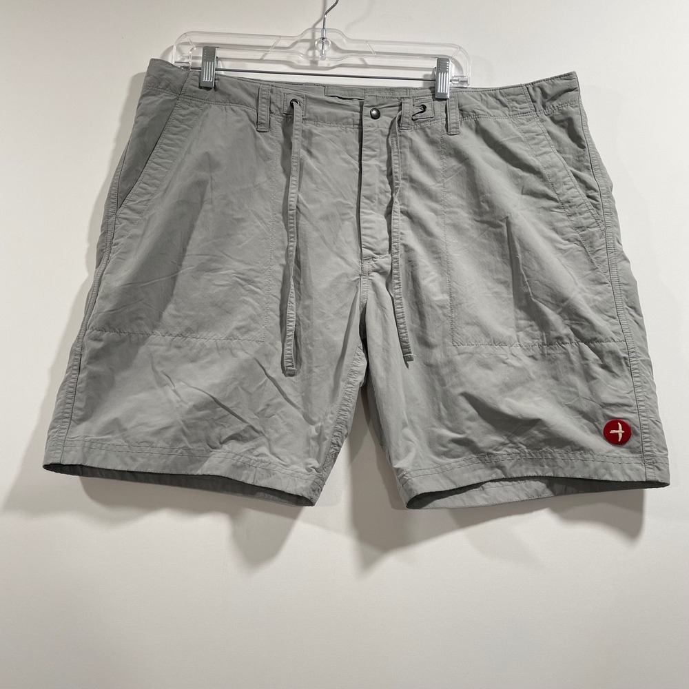 Relwen Mens Grey Nylon Cotton Hybrid Paddle Shorts Size 38 Drawstring Logo